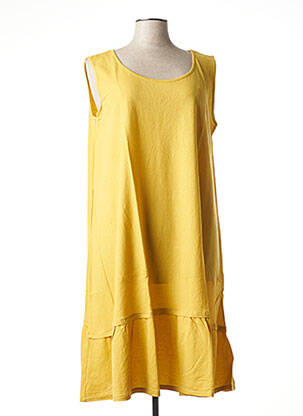Robe mi-longue coupe évasée sans manche jaune G!OZE femme