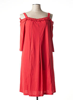 Robe mi-longue manches courtes manches courtes rouge G!OZE femme