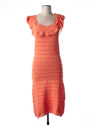 Robe mi-longue manches courtes manches courtes orange PAUL BRIAL femme