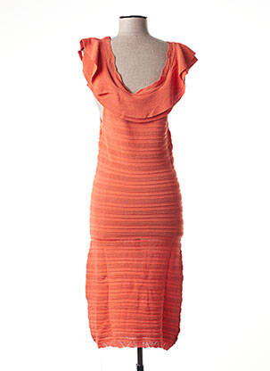 Robe mi-longue manches courtes manches courtes orange PAUL BRIAL femme