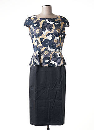 Robe mi-longue manches courtes manches courtes noir PAUL BRIAL femme