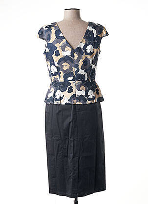 Robe mi-longue manches courtes manches courtes noir PAUL BRIAL femme