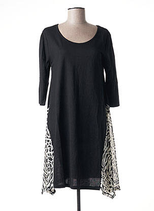 Robe mi-longue manches 3/4 manches 3/4 noir G!OZE femme
