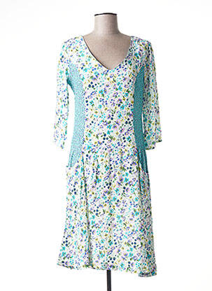 Robe mi-longue manches 3/4 manches 3/4 bleu PAUL BRIAL femme