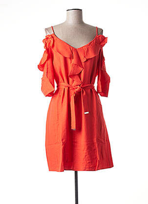 Robe mi-longue manches courtes manches courtes rouge PAUL BRIAL femme