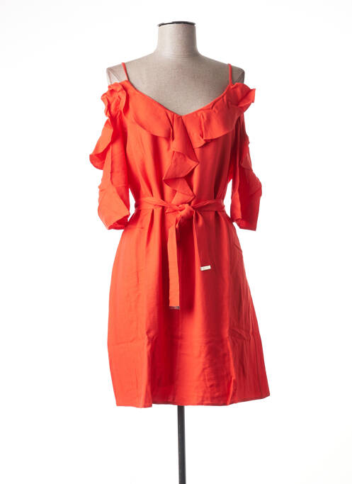 Robe mi-longue manches courtes manches courtes rouge PAUL BRIAL femme