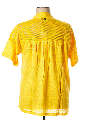 Gilet manches courtes col v jaune MALOKA femme