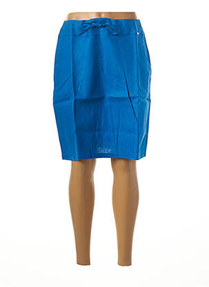 Jupe mi-longue fermeture zip latéral bleu MALOKA femme
