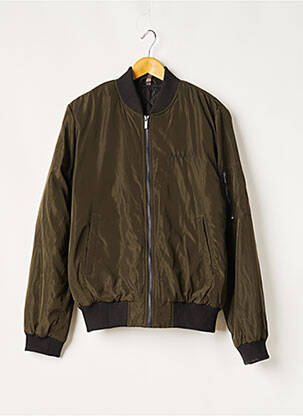 Blouson finition bords-côtes vert KARIBAN homme