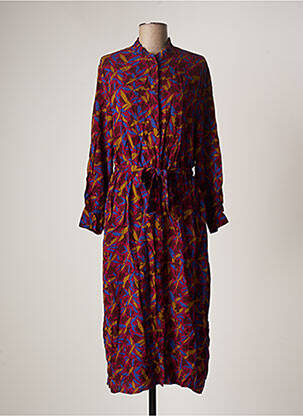 Robe mi-longue imprimé fleurs manches longues rose DES PETITS HAUTS femme