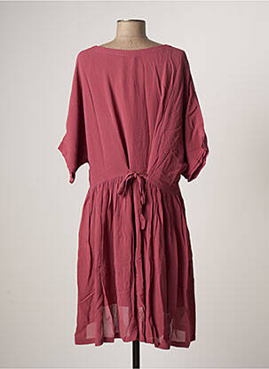 Robe mi-longue tissage crêpe manches courtes rose AMERICAN VINTAGE femme