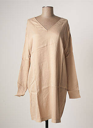 Robe mi-longue manches longues manches longues beige AMERICAN VINTAGE femme