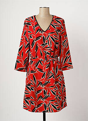Robe mi-longue manches 3/4 manches 3/4 rouge SUNCOO femme