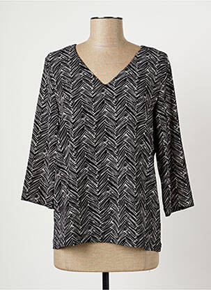 Blouse imprimé fantaisie manches 3/4 noir SUNCOO femme