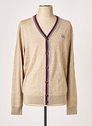 Gilet manches longues beige FRED PERRY pour homme