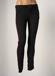 Pantalon chino broderie galons latéraux taille basse marron REIKO femme