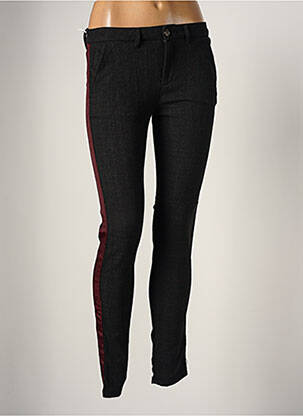 Pantalon chino broderie galons latéraux taille basse marron REIKO femme