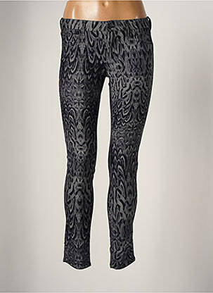 Pantalon slim broderie rivets taille basse gris REIKO femme