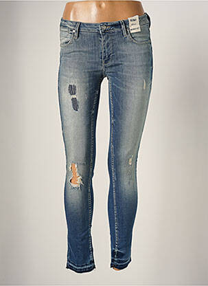 Jeans coupe slim broderie rivets taille basse bleu REIKO femme