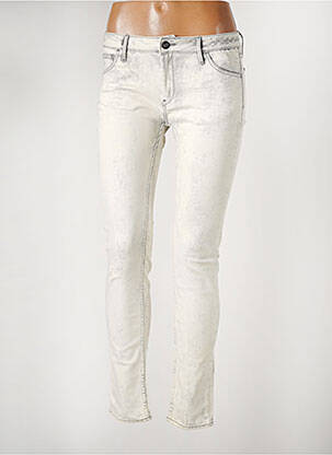 Pantalon slim broderie rivets taille basse gris REIKO femme