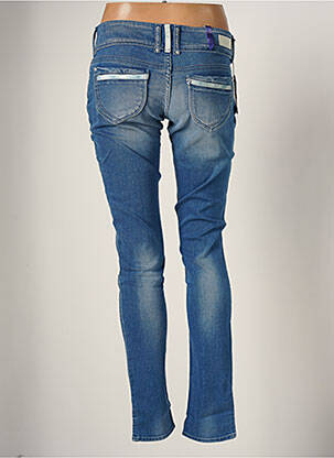 Jeans coupe slim broderie rivets taille basse bleu LE TEMPS DES CERISES femme