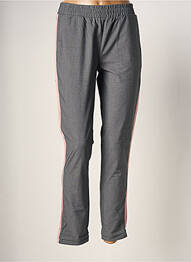 Pantalon chino broderie galons latéraux taille normale gris REIKO femme