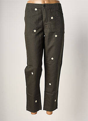 Pantalon 7/8 tissage popeline taille normale vert FIVE femme