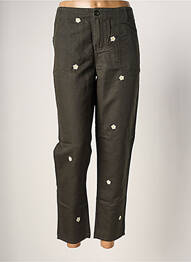 Pantalon 7/8 tissage popeline taille normale vert FIVE femme