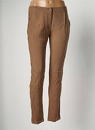 Pantalon chino fermeture zippée sous rabat boutonné taille normale marron AMERICAN VINTAGE femme