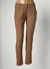 Pantalon chino fermeture zippée sous rabat boutonné taille normale marron AMERICAN VINTAGE femme