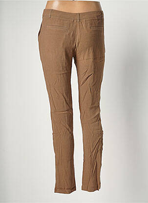 Pantalon chino fermeture zippée sous rabat boutonné taille normale marron AMERICAN VINTAGE femme