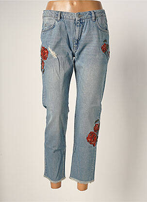 Pantalon 7/8 stretch taille normale bleu REIKO femme