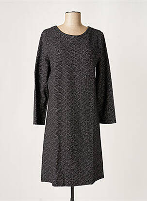 Robe mi-longue imprimé fantaisie manches longues noir GAOS femme