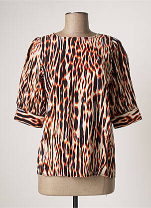 Blouse manches courtes manches courtes orange ICHI femme