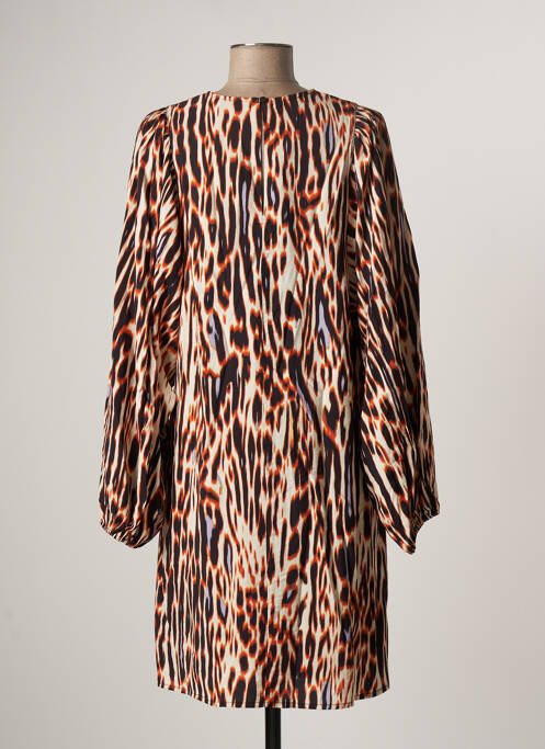 Robe mi-longue orange ICHI pour femme