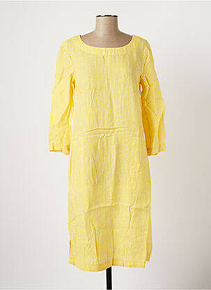 Robe mi-longue manches longues manches longues jaune COUTURIST femme