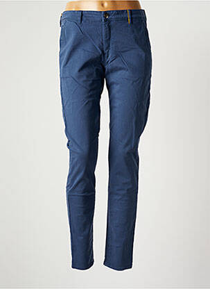 Pantalon chino fermeture zippée sous rabat boutonné taille normale bleu COUTURIST femme