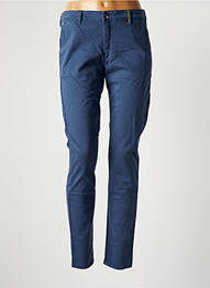 Pantalon chino fermeture zippée sous rabat boutonné taille normale bleu COUTURIST femme