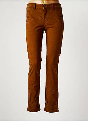 Pantalon chino fermeture zippée sous rabat boutonné taille normale marron COUTURIST femme
