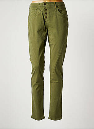 Pantalon slim tissage popeline taille haute vert COUTURIST femme