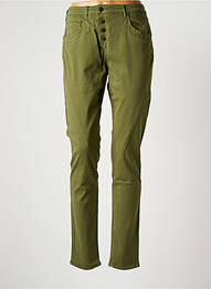 Pantalon slim tissage popeline taille haute vert COUTURIST femme