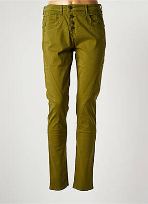 Pantalon slim tissage popeline taille haute vert COUTURIST femme