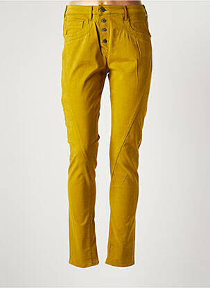 Pantalon slim stretch taille haute jaune COUTURIST femme