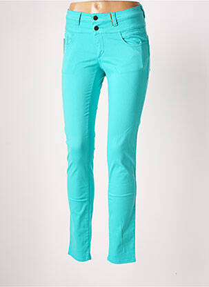Pantalon slim tissage popeline taille normale bleu COUTURIST femme