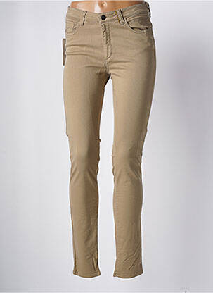 Pantalon slim tissage popeline taille normale beige COUTURIST femme