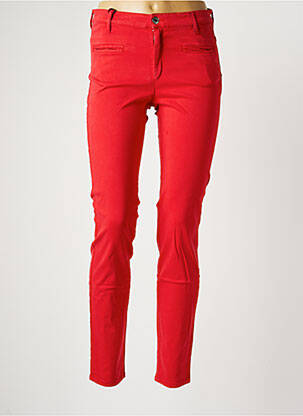 Pantalon slim tissage popeline taille normale rouge COUTURIST femme