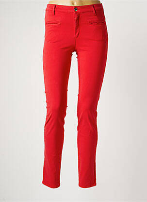 Pantalon slim tissage popeline taille normale rouge COUTURIST femme