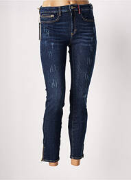 Jeans coupe slim effet usé délavé taille normale bleu COUTURIST femme