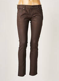Pantalon slim broderie rivets taille basse marron COUTURIST femme