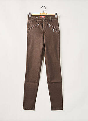 Pantalon large fermeture zippée sous rabat boutonné taille normale marron COUTURIST femme